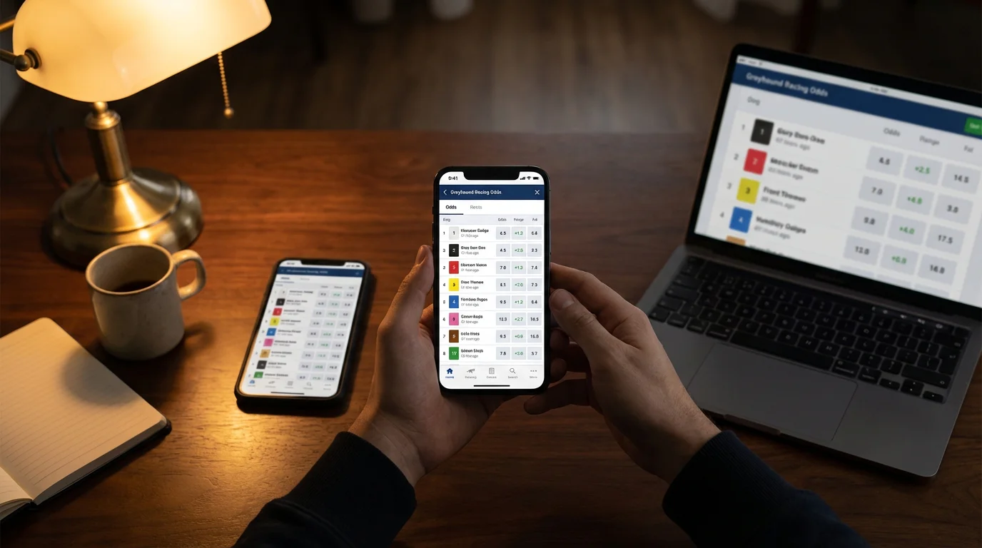 Greyhound betting odds comparison across multiple bookmaker screens