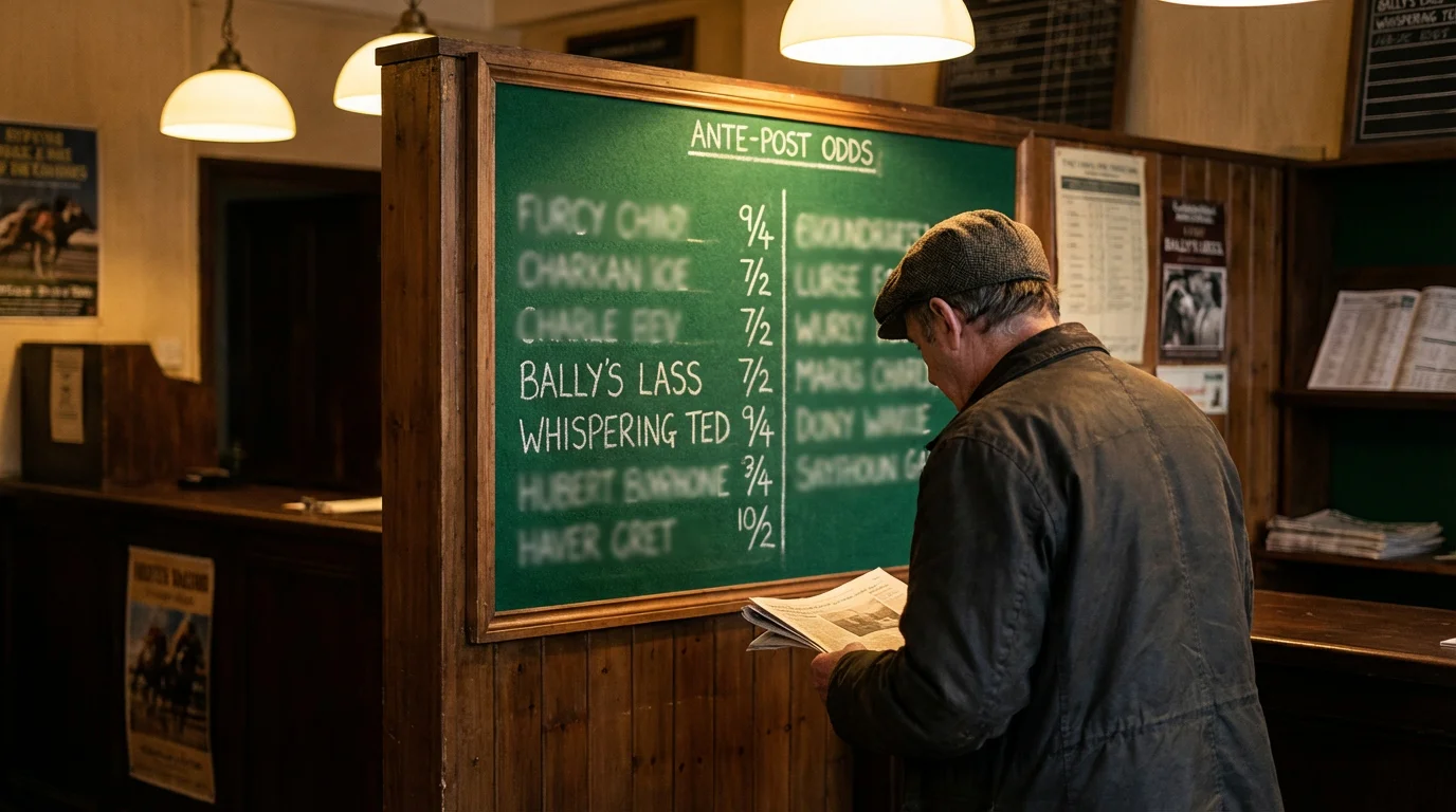 Greyhound derby ante-post odds board at Towcester stadium